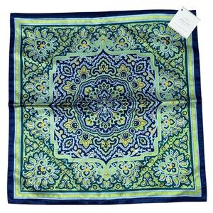 NEW Pottery Barn Pillow Cover Silk Blend Blue Green Mandala Zip Square 18 x 18